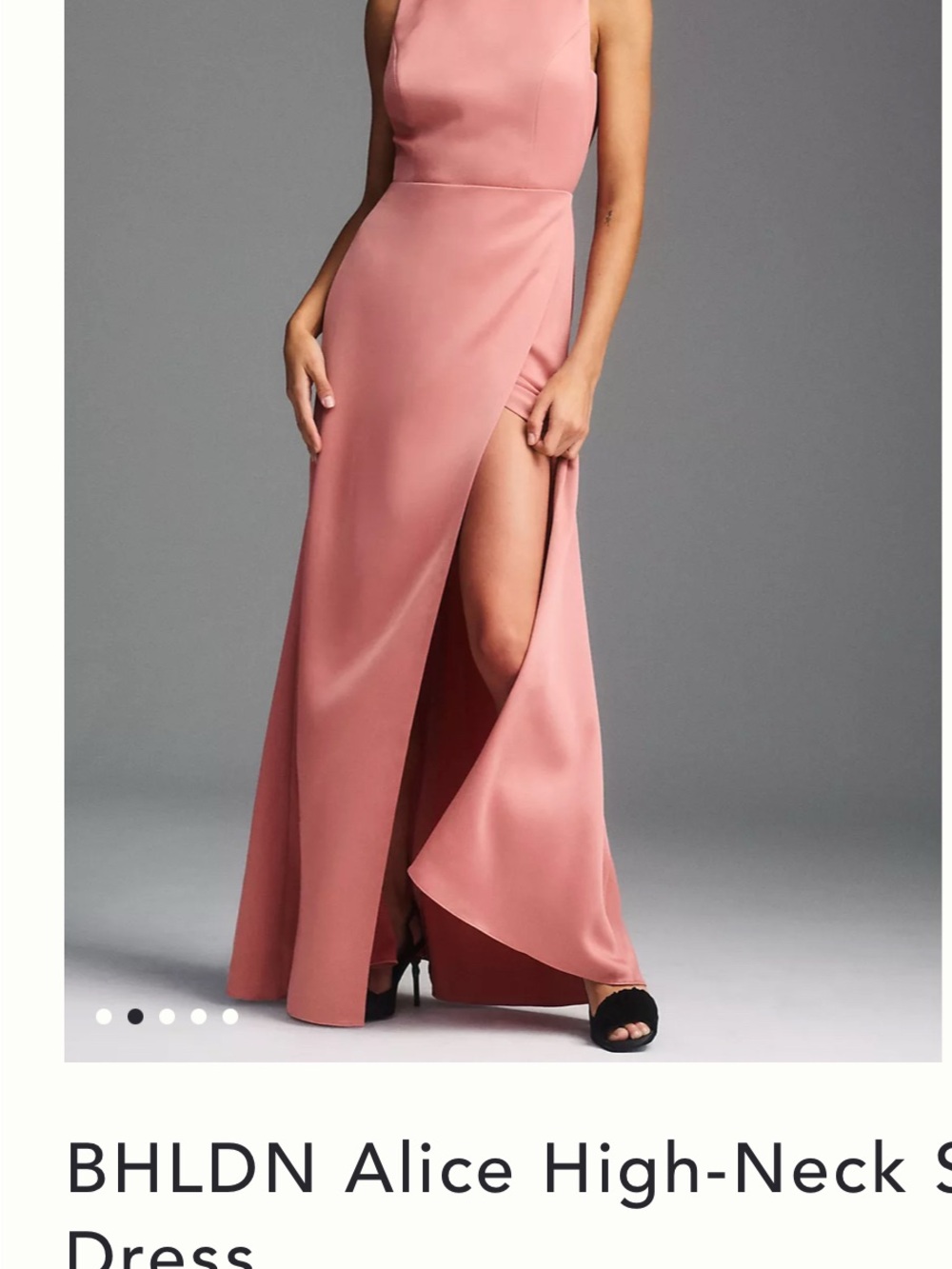 BHLDN Satin High-Neck Gown in Rose Pink